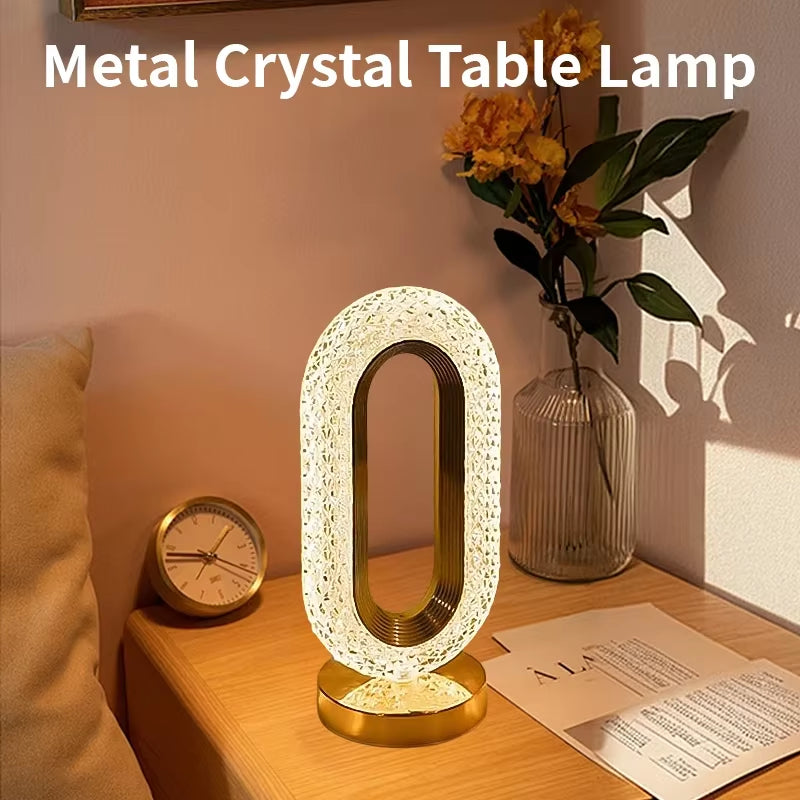 Elegant Rechargeable Crystal Oval Table Lamp - Perfect for Living Room & Bedroom Atmosphere